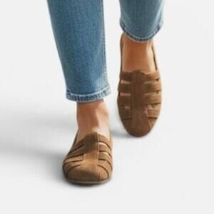 Dr. Scholls Be Free Fisherman Wedge Faux Suede Comfort Shoe Tan Brown 7.5M NWOB